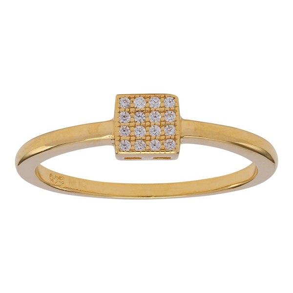 Forgyldt sølv ring ALITANOR cz. square 4mm* Str.54, fra Joanli Nor