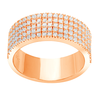 Rosaforgyldt ring ADINANOR 5 rækker cz. Str.58, fra Joanli Nor