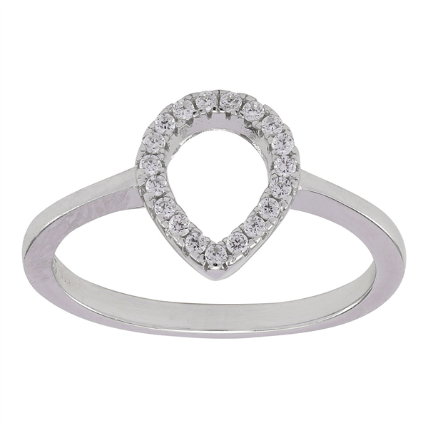 Rhd. sølv ring ALAINENOR cz. dråbe 10mm* Str.48, fra Joanli Nor