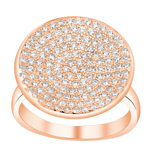 Rosafg. sølv ring 19mm ABBIENOR m pavé cz.* Str.54, fra Joanli Nor