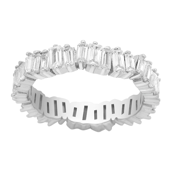 Rhd. sølv ring AGGANOR m/ baguette cz* Str.60, fra Joanli Nor