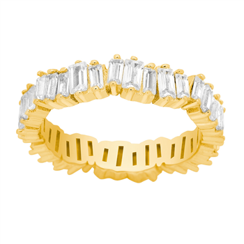 Forgyldt sølv ring AGGANOR m/ baguette cz* Str.60, fra Joanli Nor