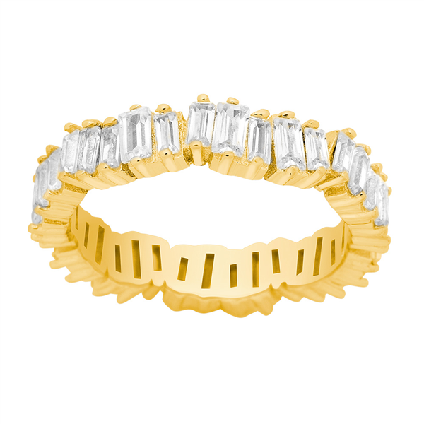 Forgyldt sølv ring AGGANOR m/ baguette cz* Str.60, fra Joanli Nor