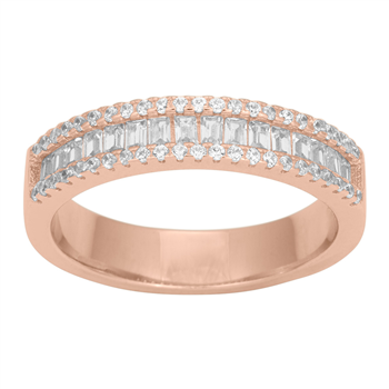 Rosaforg. sølv ring AGGANOR baguette 5mm Str.60, fra Joanli Nor