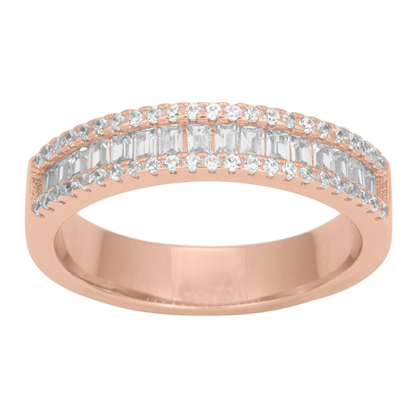 Rosaforg. sølv ring AGGANOR baguette 5mm Str.60, fra Joanli Nor