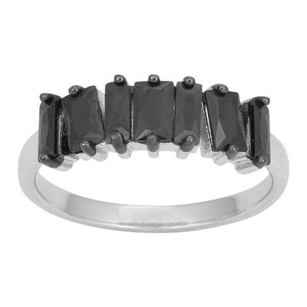 Rhd. sølv ring AGGANOR baguette m. cz 7stk* Str.60, fra Joanli Nor