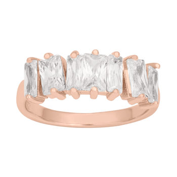 Rosa  Fg sølv ring AGGANOR baguette 7stk Str.60, fra Joanli Nor