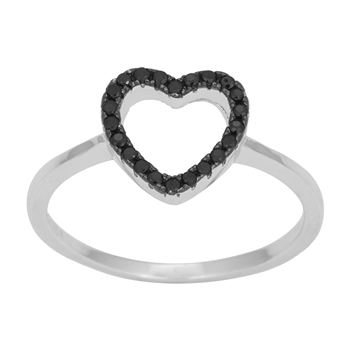 Rhd. sølv ring AIDANOR m/hjerte og cz 11mm Str.60, fra Joanli Nor