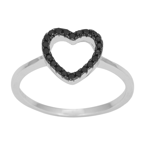 Rhd. sølv ring AIDANOR m/hjerte og cz 11mm Str.58, fra Joanli Nor