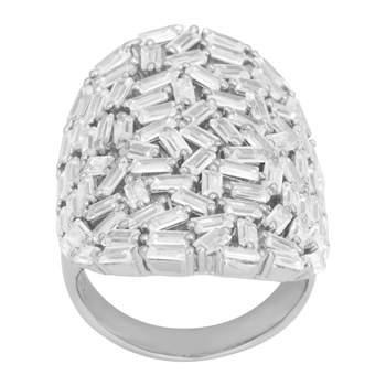 Rhd. sølv ring AGGANOR med baguette cz 30mm Str.60, fra Joanli Nor