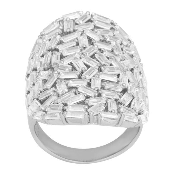 Rhd. sølv ring AGGANOR med baguette cz 30mm Str.60, fra Joanli Nor
