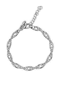 Armbånd sølv rhodineret ovale cirkler, fra L&G