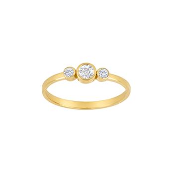 8kt. guldring m/3 cz i rørfatning, fra Siersbøl