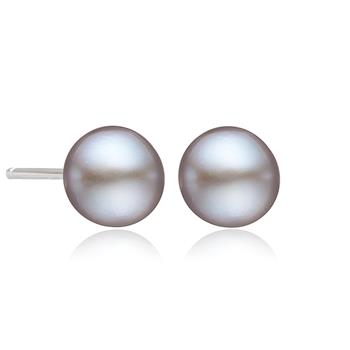 Grå perle ørestikker i sølv, fra Blicher Fuglsang