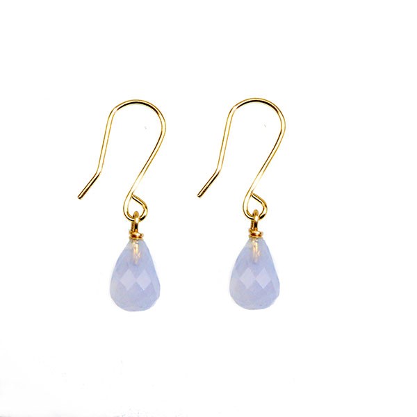 14K Earrings w.Faceted Chalcedony 14karat , fra San - Links of Joy