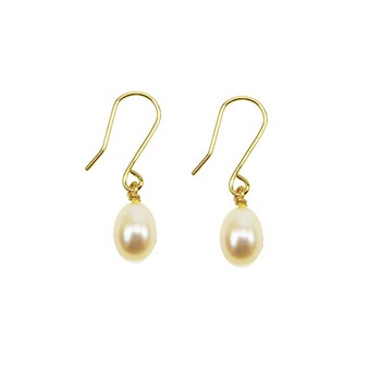 14k Earrings w.white Fresh Water Pearl 14 karat, fra San - Links of Joy
