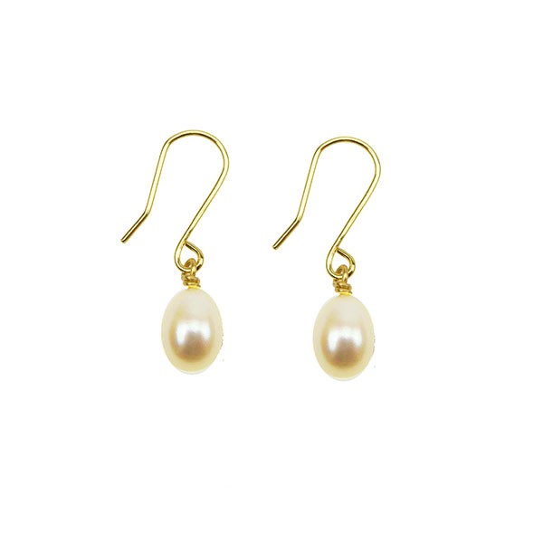 14k Earrings w.white Fresh Water Pearl 14 karat, fra San - Links of Joy