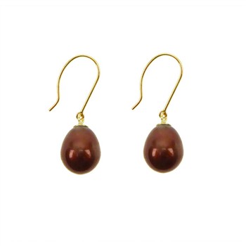 Earrings 14K  w. chocolate colour Fresh Water Pearls  Pr.par, fra San - Links of Joy