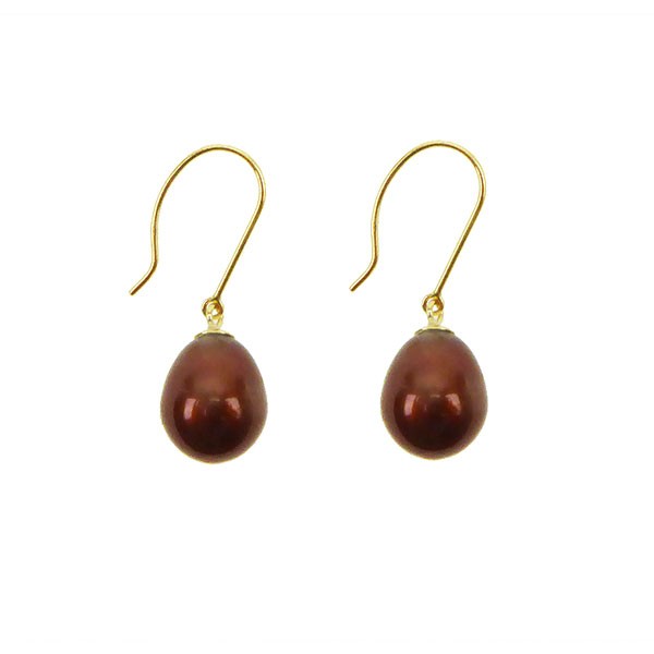 Earrings 14K  w. chocolate colour Fresh Water Pearls  Pr.par, fra San - Links of Joy
