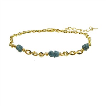 Bracelet & Necklace - Goldplated w. blue-green Raw Diamonds 42+8cm, fra San - Links of Joy
