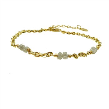 Bracelet & Necklace - Goldplated w. grey Raw Diamonds 42+8cm, fra San - Links of Joy