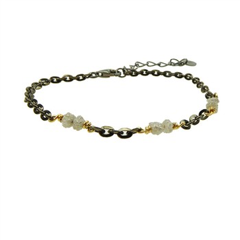 Bracelet & Necklace - Black Rhodium/Gold plated w.grey Raw Diamonds 42+8cm, fra San - Links of Joy