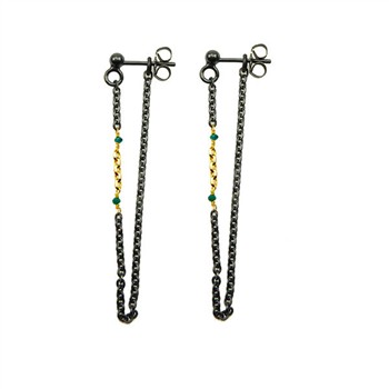 Earrings 925/585 -Oxidised & Blue Diamonds Pr.par, fra San - Links of Joy