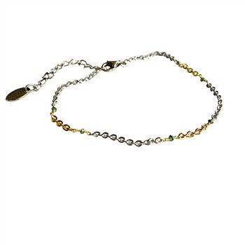 Bracelet & Necklace 925/585 - Rhodium & Blue Diamonds 42+8cm, fra San - Links of Joy