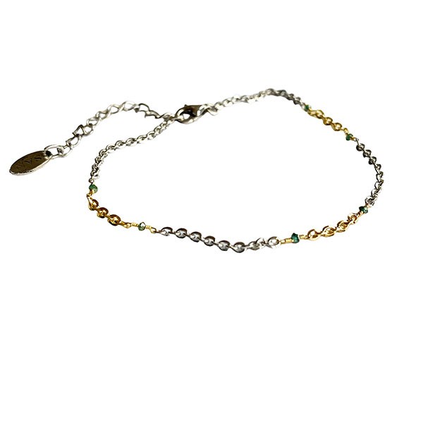 Bracelet & Necklace 925/585 - Rhodium & Blue Diamonds 42+8cm, fra San - Links of Joy