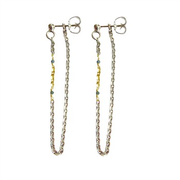 Earrings 925/585 - Rhodium & Blue Diamonds Pr.par, fra San - Links of Joy