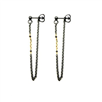 Earrings 925/585 - Oxidised & Black Diamonds Pr.par, fra San - Links of Joy