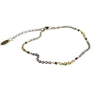 Bracelet & Necklace 925/585 - Rhodium & Black Diamonds 42+8cm, fra San - Links of Joy