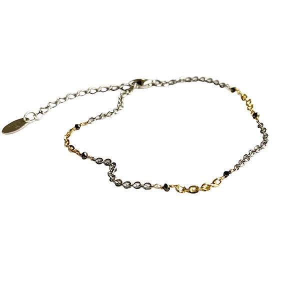 Bracelet & Necklace 925/585 - Rhodium & Black Diamonds 42+8cm, fra San - Links of Joy