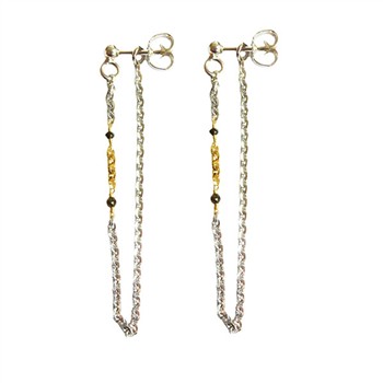 Earrings 925/585 -Rhodium & Black Diamonds Pr.par, fra San - Links of Joy