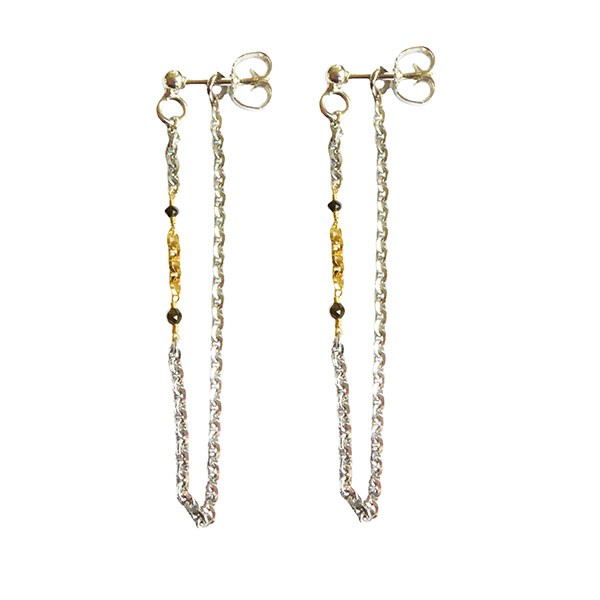 Earrings 925/585 -Rhodium & Black Diamonds Pr.par, fra San - Links of Joy