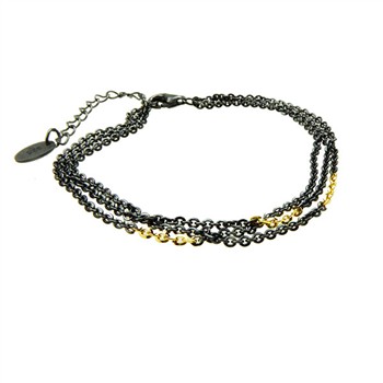 Bracelet & Necklace 925/585 - Oxidised 42+8cm, fra San - Links of Joy