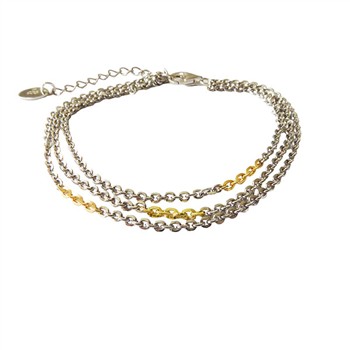 Bracelet & Necklace 925/585 -Rhodium 42+8cm, fra San - Links of Joy