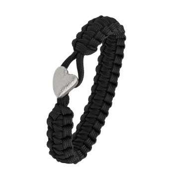 FSTS sort armbånd m sølv lås 05, fra Aagaard