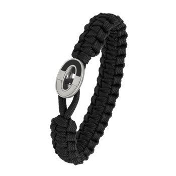 FSTS sort armbånd m sølv lås 08, fra Aagaard