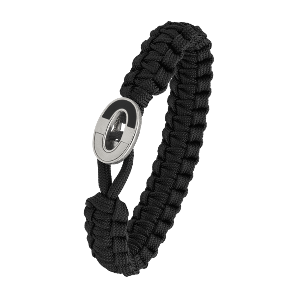 FSTS sort armbånd m sølv lås 08, fra Aagaard