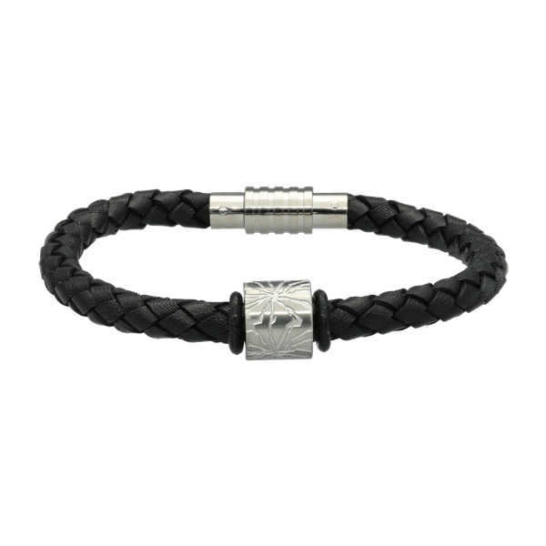 MENS sort armbånd med charm, fra Aagaard