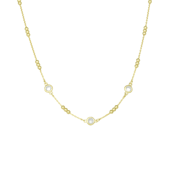 Halskæde kugler og CZ, fra Aagaard