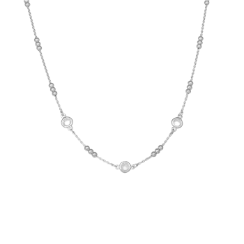 Halskæde kugler og CZ, fra Aagaard