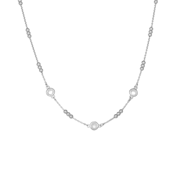 Halskæde kugler og CZ, fra Aagaard