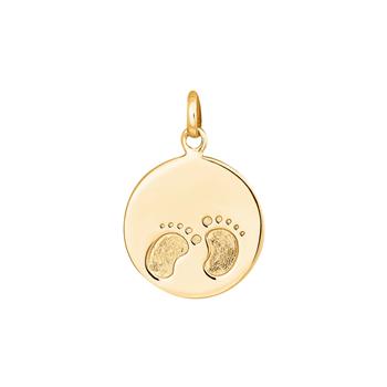 8kt. guldvedhæng rund plade m/fødder, fra Siersbøl