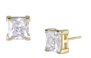 Ørestik sølvforgyldt firkantet zirkonia 6x6 mm, fra L&G
