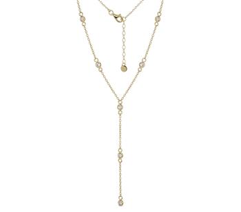 Y-kæde sølv forgyldt zirkonia, fra L&G
