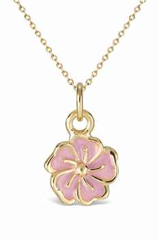 Vedh. sølv forg. blomst rosa m/kæde, fra L&G