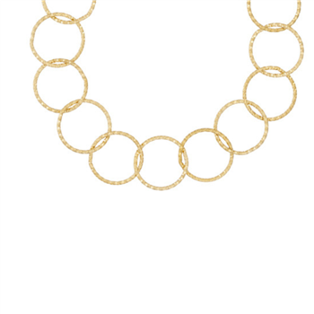 Halskæde med rustikke ringe i stål, belagt med 14 K guld, fra Blicher Fuglsang