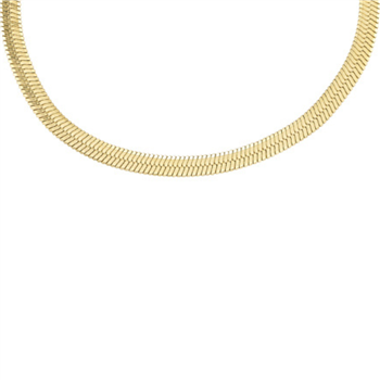 Slangehalskæde bredt i stål, belagt med 14 K guld, fra Blicher Fuglsang